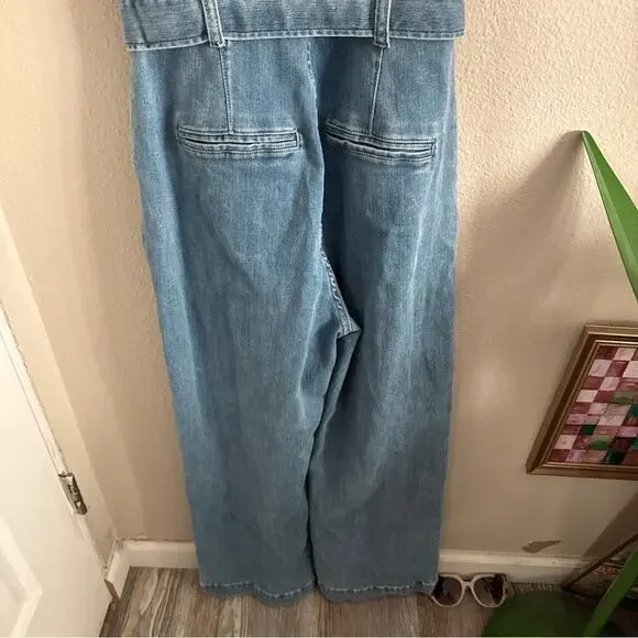 Paige Short Sleeve Anessa Denim Jumpsuit in Hailey 2 - Picture 8 of 11